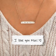 Show off your beautiful handwriting with this Necklace. It features a custom name or initials made of letters, numbers and symbols. The personalized necklace also comes in silver, rose gold, gold and Black. PERSONALIZED HANDWRITING NECKLACE- Personalized Jewelry for a Meaningful Gift ---------------------------------------------- ◗ Necklace length: 18"/45.7mm+2"/5mm (Adjustable Length) ◗ Material: Made of high quality stainless steel ◗ Finish: Silver ∙ Gold ∙ Rose Gold ∙ Black ◗Personalization: Customizable Name Necklace For Anniversary, Customized Name Necklace For Anniversary Gift, Meaningful Personalized Rectangular Jewelry, Engraved Name Necklace For Father's Day, Engraved Name Necklace For Mother's Day, Engraved Name Necklace For Anniversary Gift, Engraved Rose Gold Name Necklace As Gift, Engraved Rose Gold Name Necklace Gift, Engraved Rose Gold Name Necklace For Gift