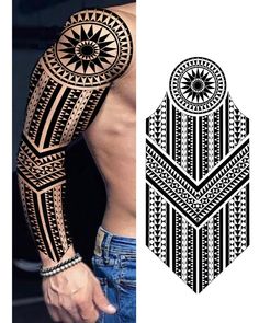 a man's arm with an intricate tattoo design on it