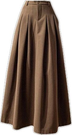 Winter A-line Solid Color Bottoms, Winter A-line Bottoms In Solid Color, High Waist Brown Maxi Skirt For Fall, Solid High Waist Skirt For Fall, High Waist Solid Color Maxi Skirt For Fall, Fall High Waist Solid Skirt, Brown Solid Color Long Skirt, High Waist Fall Skirt, High Waist Skirt With Elastic Waistband For Fall