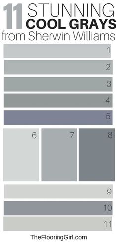 11 awesome cool gray paint shades from Sherwin Williams Gray Paint Colors Sherwin Williams, Most Popular Paint Colors, Sherwin Williams Gray, Diy Organizer, Popular Paint Colors, Gray Paint, Grey Paint, Sherwin Williams Paint Colors, Grey Paint Colors