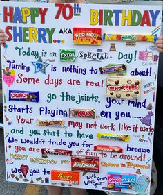 Birthday Candy Gram Birthday Cards Made With Candy Bars, Birthday Candy Poster Friend, 40th Birthday Candy Card, Birthday Candy Boards For Him, Turning 70 Candy Poster, 90th Birthday Candy Bar Poster, Candy Birthday Board Ideas, 70th Birthday Poster Board Ideas, Candy Bar Sayings For Birthday