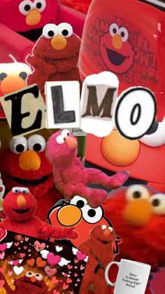 an image of the sesame street characters with coffee mugs and love letters on them