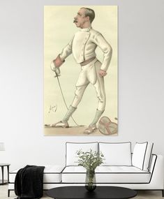 a painting of a man in white is hanging on the wall