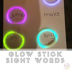 glow stick sight words for kids to use with their handwriting and writing skills, such as using