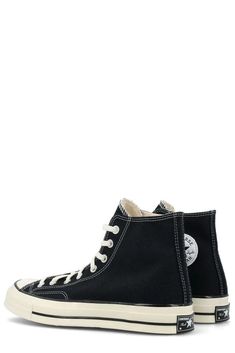 Dimensions: Heel: 2.5cm, Height: 12.5cm, Sole: 2cm 100% Canvas, 100% Rubber Made in China Designer Model Number: 162050C Designer Colour: BLACKEGRET Rubber Sole High-top Sneakers For Streetwear, Flat High-top Sneakers With Rubber Sole For Streetwear, Converse Black Canvas Shoes With Gum Sole, Black Converse Canvas Shoes With Gum Sole, Black Flat Canvas Shoes With Rubber Sole, Black Mid-top Canvas Shoes With Gum Sole, Black Vulcanized Sole Flat Sneakers, Black High-top Sneakers With Flat Heel And Laces, Black Flat Heel Sneakers With Rubber Sole