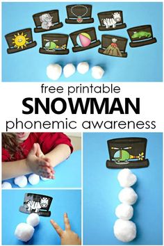 the snowman phone game is an easy and fun winter activity for toddlers to play with