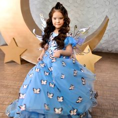 Beautiful flower girl dresses / dress /party / birthday /weddimg dresses #flowergirl #peageantgirl #flowergirls #princessdress #daminha #flowergirldress #flowergirldresses #minibride #firstcommunion #firstcommuniondress #weddinggown #weddingdress #weddingday #weddingideas #weddingdecor #wedding #promdress #pageantdress #hochzeit #braut #bride #bridalgown #bridaldress #tulldress Blue Fitted Fairy Dress For Costume Party, Fairytale Evening Ball Gown Dress, Fairytale Evening Ball Gown, Elegant Blue Ball Gown For Fancy Dress, Light Blue Fairytale Dress For Party, Whimsical Blue Fancy Dress, Whimsical Blue Dress For Fancy Dress Occasion, Whimsical Blue Dress For Costume Party, Whimsical Blue Dresses For Costume Party