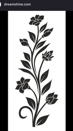 a black and white drawing of flowers on a sheet of paper with the words dreamtime com above it