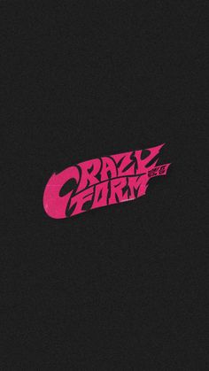 a pink skateboard with the words crazy farm on it's side in black background