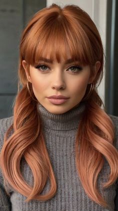 Edgy 39 Copper Peach Hair Color Ideas Ideas for 39 Copper Peach Hair Color Ideas for Tousled Wave... Ginger Peach Hair, Copper Peach Hair, Peach Hair Color, Copper Hair Color Ideas, Peach Hair Colors, 100 Faces, Clipin Hair Extensions, Seamless Hair Extensions, Peach Hair