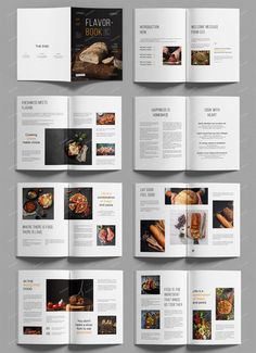 an open brochure with images of food on it