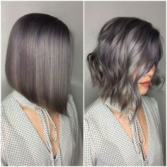 peinados para mujeres-modernas-curl-bob Blond Cenușiu, Short Layered Bob Hairstyles, Silver Highlights, Medium Bob Hairstyles, Layered Bob Hairstyles, Hair 2018, Ombré Hair, Curly Bob Hairstyles, Short Bob Hairstyles