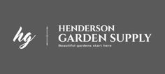 the henderson garden supply logo on a gray and white background with words that read,