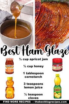 You only need five ingredients and five minutes to make this delicious ham glaze. It makes a wonderful holiday entrée, but it’s also simple enough you can make this sweet apricot glaze for any meal. Ham Apricot Glaze Recipe, Ham With Apricot Glaze, Ham With Apricot Preserves, Ham Glaze Apricot Jam, Glazing A Ham, Dole Pineapple Glazed Ham, Turkey Glaze Thanksgiving, Crockpot Glazed Ham Recipes, Apricot Ham Glaze Recipe