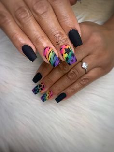 Lisa Frank Inspired Acrylic Nails, 90s Theme Nail Designs, Lisa Frank Inspired Nails, Lisa Frank Nails Acrylic, 80s Inspired Nails, 90 Nails The 90s Art Designs, 80s Nail Designs