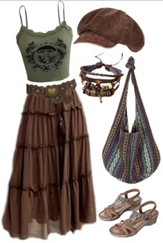 Earth Fairy Aesthetic Outfit, Modern Hippy Aesthetic, Grunge Bohemian, Casual Artist Outfit, List Of Fashion Styles, Country Boho Aesthetic, Autumn Fairycore Outfits, Earthy Witch, 70s Fairycore