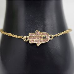 Unwritten Hamsa Bracelet Genuine Crystal Round Set In 14k Gold Plated Brass 8 Inches Lobster Clasp Closure New Without Tags All Reasonable Offers Are Considered I Offer A 10% Bundle Discount On Jewelry If You Purchase 3 Or More Items. Create A Bundle, And I Will Send You An Offer With The Discount Applied. You Must Contact Me Prior To Purchasing For This Discount To Be Applied. I'd Be Happy To Combine Shipping. Please Contact Me Prior To Purchase As I Can Not Refund Shipping Once It Is Paid. Ple Pink Adjustable Chain Bracelet, Pink Chain Bracelet With Adjustable Chain As A Gift, Pink Adjustable Chain Charm Bracelet, Pink Adjustable Charm Bracelet, Pink Bracelet With Adjustable Chain As Gift, Pink Bracelet With Adjustable Chain For Gift, Adjustable Pink Chain Bracelet Gift, Pink Adjustable Chain Bracelet Gift, Pink Adjustable Chain Bracelet As Gift