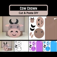 cow cut and pasted diy paper crafting templates for kids to make