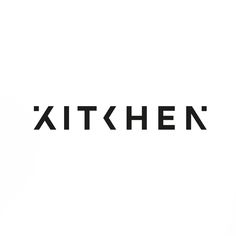 the word kitchen written in black on a white background