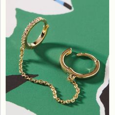 Anthropologie Louisa Huggie Hoop Ear Cuff The Highline, Anthropologie Earrings, Triple Hoop Earrings, Cuff Earring, Gold Bracelet Set, Zero Tolerance, Smart Technology, Crystal Hoop Earrings, Ear Cuff Earings