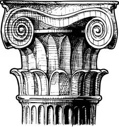 an ancient greek column, vintage line drawing or engraving