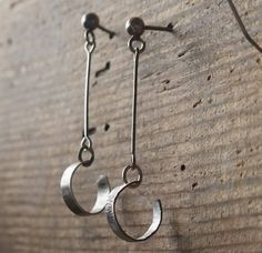 Handcrafted Hoop Earrings Long Dangle Earrings Raw Silver | Etsy Minimalist Oxidized Dangle Earrings, Minimalist Oxidized Finish Hoop Earrings As Gift, Minimalist Hand Forged Dangle Hoop Earrings, Handmade Hoop Earrings, Silver Jewelry Box, Fine Silver Jewelry, Earrings Inspiration, Long Dangle Earrings, Earrings Minimalist