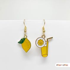 🍋 When life gives you lemons, wear them! Our 'When Life Gives You Lemons' Earrings are the zesty pick-me-up you need. These cute lemon earrings are the perfect splash of fun for any outfit, whether you're strutting your stuff in the summer sun or lounging with a tall glass of lemonade. Made for those who love fruit earrings with a playful twist, they're more than just jewelry--they're a mood! 🍋 🌸✨ Specification ✨🌸 * 18k Gold Plated Earrings * Enamel Charms These quirky pieces also make the u Novelty Yellow Earrings With Ear Wire, Yellow Novelty Earrings With Ear Wire, Cute Nickel-free Yellow Earrings, Cute Yellow Nickel-free Earrings, Fun Lemonade, Lemon Earrings, Fruit Earrings, Get Well Gifts, Earrings Cute