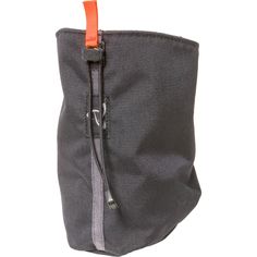 a black bag with an orange zipper