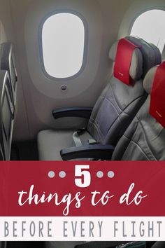 an airplane with the words 5 things to do before every flight