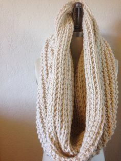 Chunky Knit Large Infinity Circle Scarf Bone off white Chunky Infinity Scarves, Blue Contacts, Spring Nights, Turban Headwrap, Circle Scarf, Turban Headbands, No Color, Infinity Scarf, Head Wraps