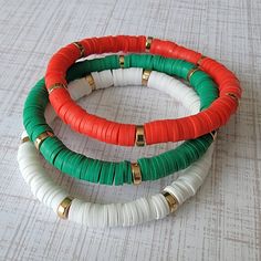 🎄 The listing is for Individual Christmas bracelets. These beauties can be worn by themselves, or as a stack!  I offer a variety of sizes from xs to xxl. You can find instructions on how to easily measure your wrist! 🎄All bracelets are FINAL SALE as these are custom orders. Please double check your bracelet size for optimal comfort fit  🎄 CARE INSTRUCTIONS: - Avoid contact with water to improve longevity. -Roll bracelets onto your wrist to avoid over stretching. If you have any questions or specific requests, please feel free to reach out in my messages! I will get back to you ASAP! DONT FORGET TO TAG ME ON INSTAGRAM WITH YOUR STYLING!!  https://www.instagram.com/theruffledpebble/ Christmas Bracelets, Holiday Beaded Bracelets, Christmas Jewelry, Merry Christmas Heishi Bracelets, Handmad Cheap Multicolor Christmas Bracelets, Christmas Heishi Bracelet, Winter Bracelets, Bracelets Heishi, Winter Bracelet, Word Bracelets, Bracelets Christmas, Heishi Bracelets, Clay Bracelets