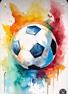 a watercolor painting of a soccer ball