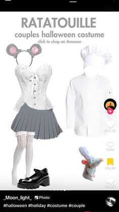 the costume is designed to look like a mouse and dress up as a woman in white