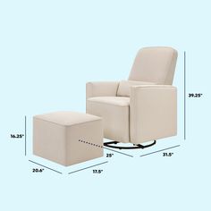 an image of a chair and ottoman with measurements