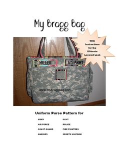 Military Uniform Purse PDF Pattern for Army ACU Air by mybraggbag, $10.00 Army Mom Quotes, Military Wives, Military Crafts, Navy Coast Guard, Navy Uniform, Military Bag, Military Mom, Purse Pattern, Marine Uniform