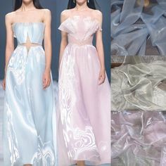 "Material: 100% Organza , wear-resistant Width: 145cm Sell by the Yard Color: as shown in the photos \"There is a sparkling feeling on the lake in the sun, very silky and soft\" *-* Please note that the real color might be slightly different from what you see on your monitors. Price is for 1 yard Cut to order, will be sent in continuous one piece, unless otherwise stated or requested. If you need any special length, we are always happy to issue a customized listing specially for you! Wonderful f Liquid Organza Wedding Dress, Liquid Organza Dress, Organza Dress Indian, Hanfu Wedding Dress, Liquid Organza, Wedding Hanfu, Liquid Dress, Dress Background, Fairy Fabric