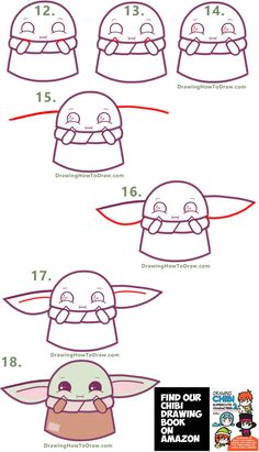 how to draw baby yoda from the star wars movie step by step drawing instructions