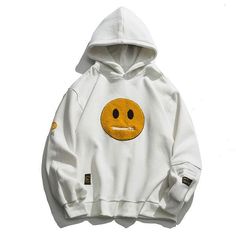 Smiley, the hoodie that looks like an emoji This new arrival is a pure little gem. This streetwear hoodie is designed to be worn oversized and will add a little fun to your wardrobe. Available in dark grey or off white. The front of this streetwear hoodie is decorated with a yellow emoji and a zipper at the mouth, in which you can store very small items. This is a great thick-textured hoodie to keep you warm during the coldest winter months.Unisex, it's perfectly suited for men as well as women. Christmas Gifts For Son, Street Logo, Emoji 2, Aesthetic Hoodies, Patchwork Hoodie, Gifts For Son, Eric Cartman, Code Red, Stylish Hoodies