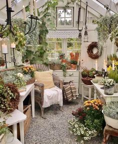 a room filled with lots of potted plants