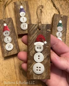 handmade christmas decorations made from buttons and burlap