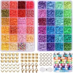 the kit includes many different types of beads