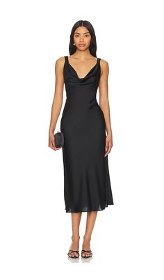 Find KATIE MAY Heidi Dress on Editorialist. Katie May Heidi Dress in Black. - size L (also in M, S, XL, XS) Katie May Heidi Dress in Black. - size L (also in M, S, XL, XS) 100% polyester. Made in USA. Dry clean only. Fully lined. Pull-on styling. Draped neckline and back. Midweight satin fabric. KATR-WD462. GWDH0646. After receiving international praise for designing her younger sister's wedding gown, Katie May Neu launched her own bridal collection in 2012. Recognized for her nontraditional backless designs, Katie May offers a gorgeous selection of gowns in exquisite silhouettes handmade by the finest artisans in Los Angeles who pride themselves on their meticulous craftsmanship and impeccable fit. Her label has been popularly received and sought after by brides and the finest bridal reta Evening A-line Midi Dress For Night Out, Fitted A-line Slip Dress For Cocktail, Fitted Midi Dress With Bias Cut For Dinner, Fitted Bias Cut Midi Dress For Dinner, Chic A-line Maxi Dress For Dinner, Chic Sleeveless Evening Maxi Dress, Chic A-line Cocktail Slip Dress, Silk Sheath Slip Dress For Night Out, Black Silk A-line Maxi Dress