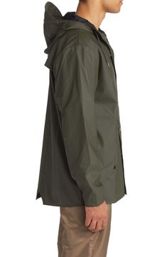 A minimalist raincoat with a matte waterproof finish is lightweight, durable and packable so you can be ready for whatever Mother Nature throws your way. 31" length (size Medium) Front snap closure Stand collar; drawstring hood Waterproof 100% polyester with polyurethane coating Machine wash, line dry Imported Solid Raincoat With Drawstring Hood For Rainy Weather, Rainy Season Raincoat With Drawstring Hood, Solid Raincoat With Drawstring Hood, Waterproof Nylon Long Sleeve Raincoat, Waterproof Nylon Raincoat With Long Sleeves, Solid Raincoat With Detachable Hood For Rainy Weather, Functional Raincoat With Adjustable Hood For Rainy Season, Solid Color Raincoat With Double-lined Hood, Weatherproof Nylon Long Sleeve Raincoat