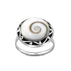 925 Sterling Silver Oxidized Round Shiva Eye Ring Silver Jewelry CODE: SER11 Material: 925 Sterling Silver Gem Stone: SHIVA EYE Weight: 4.11 Gram Top Size: 17mm Ring Size: 6,7,8,9 Finishing: silver Price : Per Pcs Handmade Sterling Silver Ring with a polished natural shiva eye shell. Shiva Eye Shell is a natural sea fossil, also called Ojo Santa Lucía, and is considered a good luck and positive energy Stone. This shell is the a perfect present for all those women who loves the natural beauty. Th Symbolic White Round Jewelry, White Sterling Silver Ring With Polished Finish, White Sterling Silver Rings With Polished Finish, Adjustable White Symbolic Rings, Sterling Silver Stackable White Rings, Symbolic White Sterling Silver Rings, Stackable Sterling Silver Rings In White, Stackable White Sterling Silver Rings, Symbolic Handmade White Rings