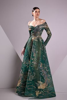 Winter Ballgown, Winter Gown, Edward Arsouni, Long Gowns, Midi Dress Style, Embroidered Bodice, Maxi Dress Green, Crepe Dress, Lebanon