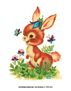 an image of a rabbit with butterflies on it's head and ears, sitting in the grass