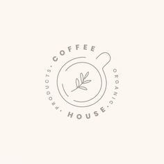 the logo for coffee house is shown on a white background with a gray circle around it