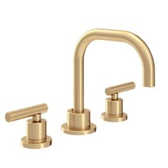 an image of two faucets with handles in gold finish on a white background