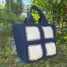 Navy Blue Beige Faux Leather Crochet Bag, Evening Bags, Gift for Woman, Summer Evening Bag,Stylish Accessory, Minimalist Bag, Summer Fashion 🌅 The Must-Have for Summer Evenings: Lara Bag! 🌊 Introducing the Lara Bag, designed to carry the cool breeze of the beach and the sparkle of summer nights. With dimensions of: 📏 Size Height: 8.7 inches Width: 8.3 inches Depth: 3.5 inches It boasts a compact and stylish design. It can be easily carried with the 5.1-inch handle, while the lined interior an Blue Hand Knitted Beach Bags, Blue Crochet Shopping Bag With Double Handle, Eco-friendly Blue Crochet Bag For Vacation, Eco-friendly Blue Crochet Bag For Everyday, Blue Casual Hand-knitted Crochet Bag, Leather Crochet, Minimalist Bag, Bag Summer, Gift For Woman