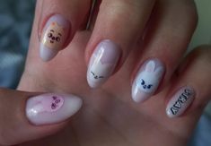 Bbokari Nails, Pink Black Nails, Luv Nails, Korean Nails